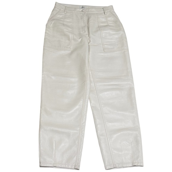 Wilfred White Faux Leather Straight Leg Crop Pants Capsule Chic Comfort Size 4 - Picture 2 of 14